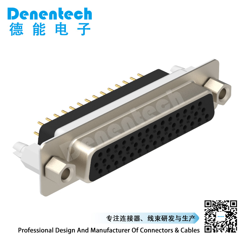 Denentech Factory direct sales HDE 44P female straight DIP d-sub 44 pin connector 3 rows high density d-sub connectors